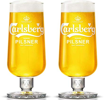 Carlsberg Pilsner Lot de 2 verres à bière en verre trempé et marqué CE