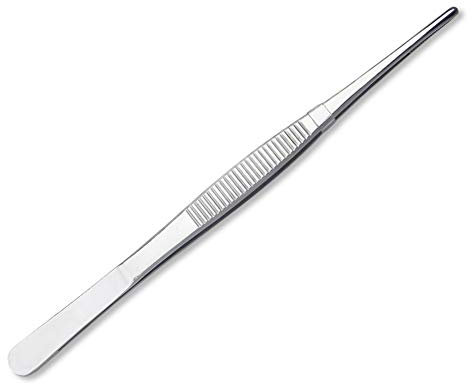 Pince à épiler droite en acier inoxydable avec pointes rondes dentelées 20 cm