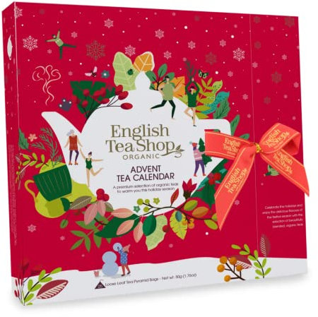 English Tea Shop Calendrier de l'Avent rouge Thé de Noël dans une boîte de style livre - 1 x 25 sachets de thé (50 grammes)