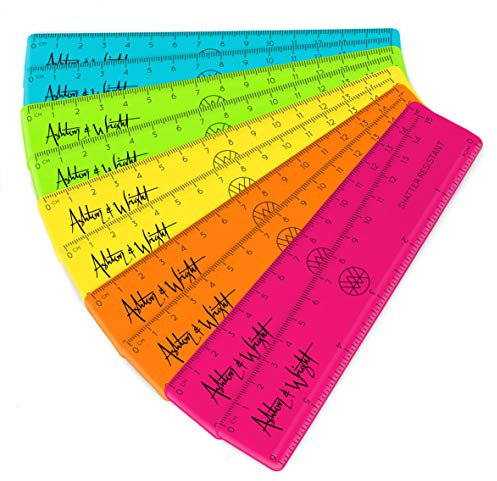 Ashton and Wright - 15 cm Lineale, bruchsicher, 10 Stück, tropisches Neon.