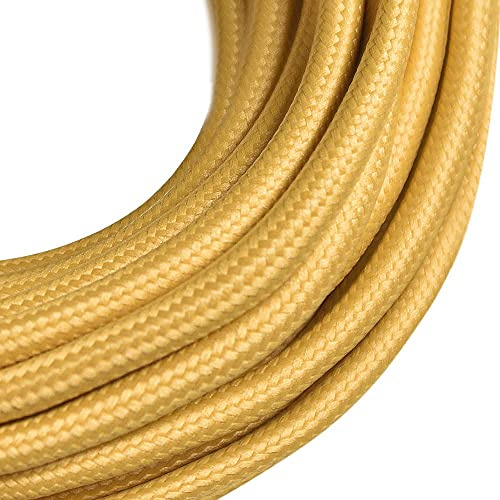 Vintage Textilkabel 2 adrig | Stoffkabel, Elektrokabel 2x0,75 | 5m | Polyester Kabel für Lampe & Tischlampe & Hängelampe | Gold Textilummanteltes | Retro erdkabel von Oplot