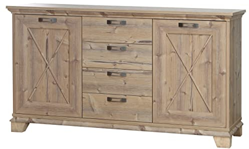 Newroom Sideboard Bramberg Fichte Sideboard Modern - 175x97,2x45 cm (BxHxT) - Highboard Anrichte - [Tasha.Two] Wohnzimmer Wohnstube Büro