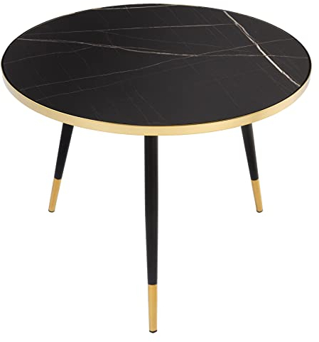Riess Ambiente Retro Couchtisch Paris 60cm anthrazit Kristallglas mit Marmor-Dekor Beistelltisch Wohnzimmertisch Tisch
