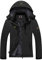 R RUNVEL Womens Waterproof Coat Winter Warm Fleece Ski Jacket with Hood Windproof Camping Hiking Coat Outdoor Mountain Walking Skiing Jackets and Coats Black UK 14