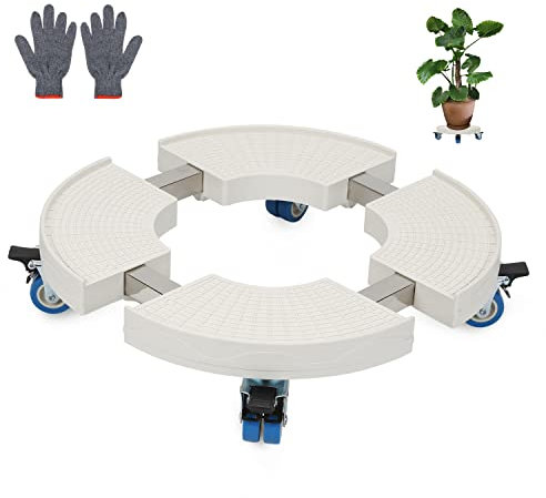 Tubiaz Rouleau à plantes rond, personnalisable de 38 cm à 52 cm, capacité de charge 200 kg, dessous de pot avec roulettes pour intérieur et extérieur
