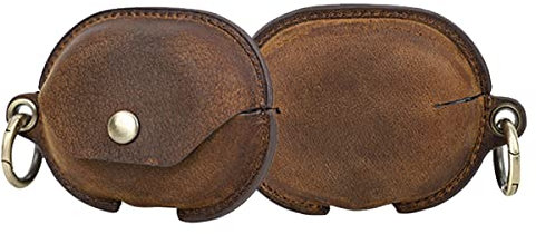 Case for Huawei FreeBuds Pro 2, Soft Genuine Leather Case Earphone Protective Cover Carry Pouch Shockproof with Ring Keychain Compatible with HUAWEI FreeBuds Pro2 Wireless Charging Case Coffee