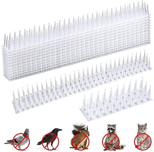 12 Pinchos Antipalomas,5.16M Pinchos Antipalomas Plástico,3 Filas Pinchos Anti Gatos,Pinchos para Palomas,Repelente Palomas Plástico,Ahuyentador Pájaros Control para Balcon Terraza Ventana Cercas