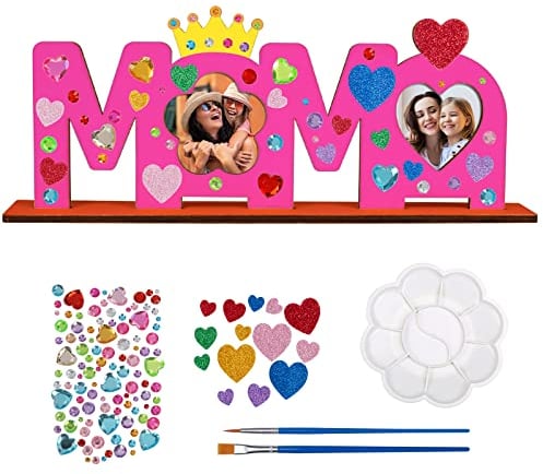 LOOPES Weihnachtsgeschenke für Mama, MAMA Holzbuchstaben Geschenk Mutter Bastelset Holz mit Standhilfe,MAMA Bilderrahmen bemalen und Fotos ankleben,Geburtstag Geschenkideen für MAMA Von Tochter Sohn
