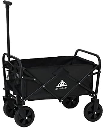 Black Mini Foldable Garden Festival Trolley Camping Folding Cart Wagon Truck Wheelbarrow