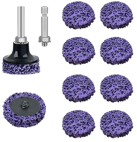 BouGPeng 50mm CSD Scheibe Schleifscheibe 10 Stücke Lila Reinigungsscheibe Set Grobreinigungsscheibe Reinigungsscheibe Oberflächenbearbeitung oder Lackentfernung Polieren für Bohrmaschine