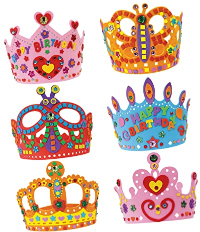 NUOBESTY 6stücke Diy Kronenhüte Für Junge Mädchen Zum Basteln Mit Strass-aufklebern Eva-material Für Geburtstagsfeiern Und Partys