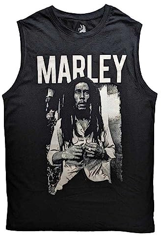 Bob Marley Tank Top Muscle T Shirt Marley B&W Portrait Official Unisex Black M