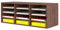 Senhoglb 12 Fächer Schreibtisch Ablagefächer Holz, Aktenablage A4 stapelbar,Schreibtisch Organizer, Büro Ablagefächer, Halten Sie Ihren Desktop Sauber, Retro Baun