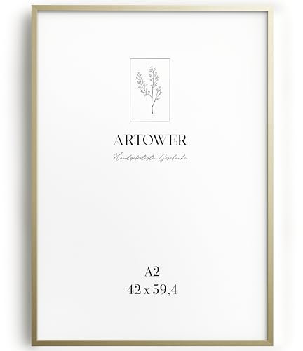 artower® Cadre Photo Bois Clair A2 | Cadre avec Verre Acrylique Transparent DIN A2 42 x 59 cm | Grand Tableau 42 x 59,4cm | Mural Salon, Chambre, Décoration Dessin, Diplôme ou Cadeau d’Anniversaire
