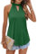 WNEEDU Canotte Donna Estive Girocollo Halter Top Elegante Casual Senza Maniche Maglietta 2024 Verde Scuro L