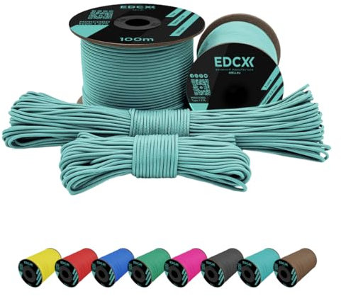 EdcX 2 mm Nylon Paracord 275 (15, 30, 50 and 100 m)– 100% Nylon rope, 3-Strand cord, Nylon cord 2 mm in Many Colours (Skylight, 30 m)