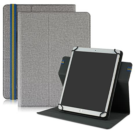 Yiernuo Universal Funda para 10,1 Pulgadas Tableta,Carcasa Rotación 360° con Soporte Función Compatible con Tableta de 9,7 10 10,1 10,2 10,3 10,4 10,5 10,6 10,9 11 Pulgadas,Grigio