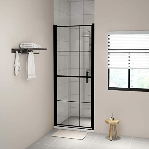 Vopese Duschtür Spritzfest Nischentür Pendeltür Duschkabine Schwingtür Duschabtrennung Dusche Badezimmer mit Handgriffe Hartglas Schwarz 81x195 cm Badmöbel