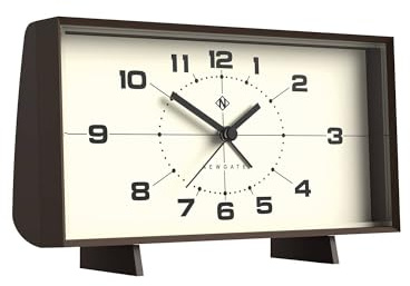 Newgate® Wideboy sveglia | Design rettangolare retrò | Marrone moka | Quadrante di metà secolo | Ideale per comodino, scrivania, camino o mensola | Accessori retrò da letto e ufficio