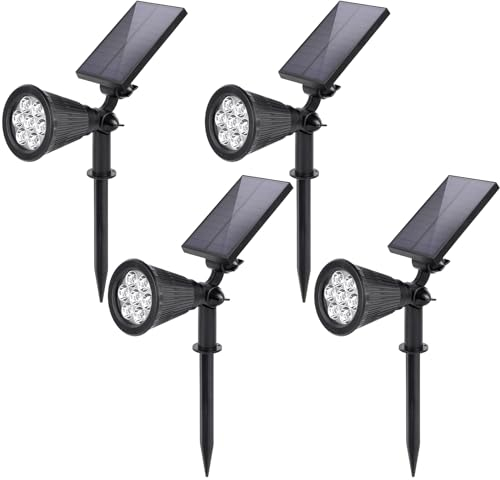 SALCAR Solarstrahler für Außen 4 Stück mit Erdspieß, Wasserdichte Solarlampen für Außen, 1800mAh Hohe Leistungs Solarleuchte für Gärten, Sträucher und Bäume