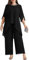Hanna Nikole Festliche HosenanzüGe FüR Hochzeit Damen GroßE GrößEn Abendanzug Chiffon Hosenanzug Elegant Zweiteiler Festliches Outfit Festmode Cocktail Abendmode Party Outfit