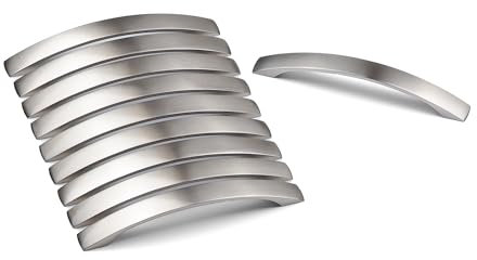 Handle & Home 10 Pack 160mm Brushed Nickel Cabinet Handle Grey Bow Curve Cupboard Door Drawer Pull