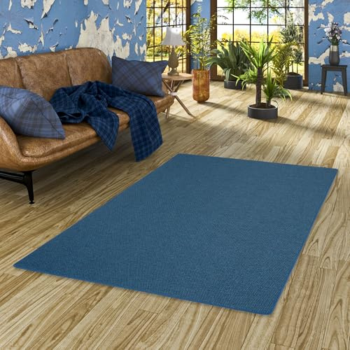 Snapstyle Hochwertiger Flachgewebe Teppich Blau aus 100% Polypropylen - Robust, Strapazierfähig und Pflegeleicht, in vielen Farben und Größen erhältlich, Ideal für Wohnzimmer, Esszimmer und Flur