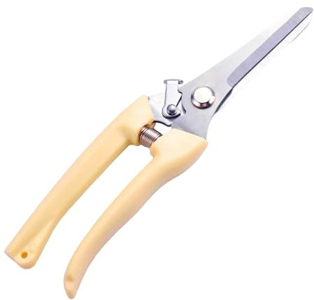 HSYTEK Gartenschere stufenlose Grifföffnung, Ernteschere aus rostfreiem Edelstahl zum präzisen Ernten von Kräutern (Gerade)