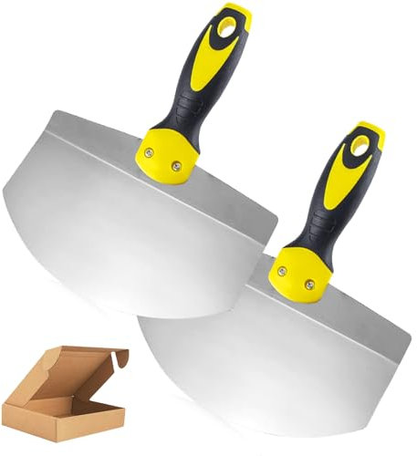 2 espátulas para paneles de yeso, espátula de pintor de acero inoxidable con mango de plástico, herramienta de espátula profesional, espátula ancha, rascador para quitar papel pintado y rascar paredes