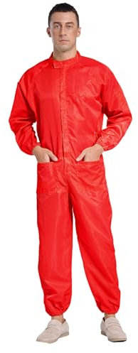Vxuxlje Herren Antistatischer Arbeitsoverall Langarm Schutzoverall Schutzanzug Arbeit Uniform Ganzkörper Schutzkleidung Orange M