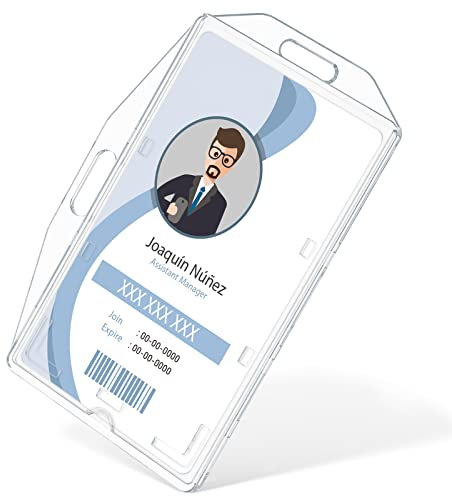 Uniclife Porte Badge Vertical et Horizontal à une carte avec fente pour le pouce Protecteur de boîtier PC transparent rigide pour ID d'école de bureau Cartes de crédit Licences Passes, Lot de 2