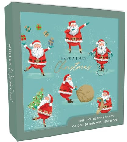 Box of 8 Have A Jolly Christmas Santas Christmas Cards Xmas Card Boxes XCPS030