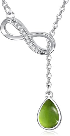 REDSUN Damen Infinity Halskette Unendlich Infinity Anhänger 925 Sterling Silber Tropfen Grünes Juwel Anhänger Geburtstag Valentinstag Weihnachten Schmuck Geschenke für Frauen Freundin Frau Mama