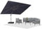 PURPLE LEAF Parasol Déporté 3 x 4 m Rectangulaire, Toit à Rotatif 360°, Protection UPF 50+, Parasol De Jardin Extérieur avec Poteau Champagne Suspendu en Aluminium, Pour Piscine, Terrasse, Gris acier