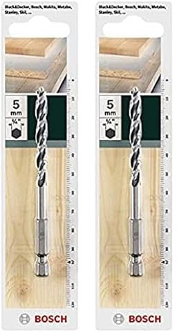Bosch 2609255149 5 mm Diameter Hex Shank Wood Drill Bit (Pack of 2)