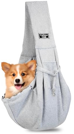 Tragetuch Hund, Hundetasche Welpen Tragbare Hundetragetasche Bis 7.5kg Katzentragetasche Grau Hundetrage Transporttasche Angenehm Hunde Taschen für Kleine Hunde und Katzen