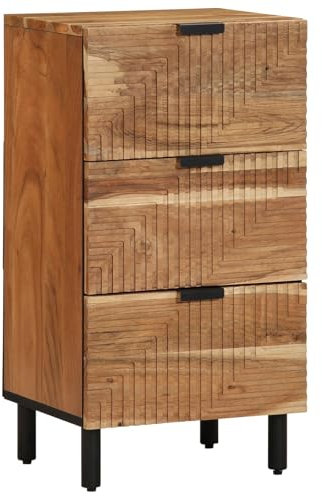 vidaXL Solid Acacia Media Storage Cabinet/Blu-ray/DVD Organiser - Modern Wood/Keeps Entertainment Area Tidy - Brown/Rectangular - Living Room/Home Theatre/Furniture