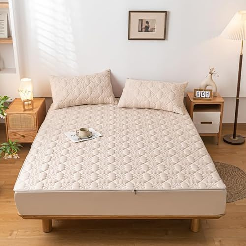 MCBHSH Coprimaterasso Matrimoniale con Cerniera、Copri Proteggi Materasso Imbottito, Singolo Proteggi Materasso con Angoli Letto Traspirante Lenzuolo-B-120×180+25cm