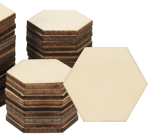 PATIKIL 35 Pezzi Di Legno 100 Pezzi Forme Esagonali Feste Di Natale | In Legno Grezzo Tagliati Naturali, Per Progetti Artigianali