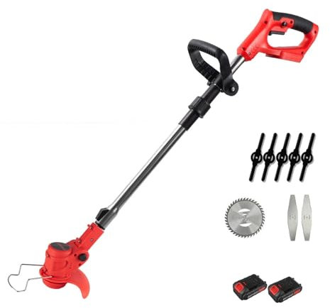 SMTYXS 21V Electric Grass Trimmer Rechargeable 650W With Battery Powerful Cutter Weeder 18000RPM Cordless Cutting Machine Garden Tool(21V 2 Battery)