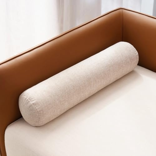 AQIGR Lange Nackenrolle 15x60 20x80 20x120 cm, weich u. formstabil, Füllkissen aus flauschigem Schaumstoff, Nacken Beinkissen für Bett und Couch(Leichter Kaffee,20x80cm)