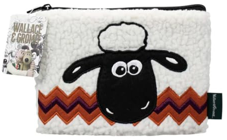 Half Moon Bay | Wallace & Gromit | Shaun the Sheep Plush Zipper Pouch | Soft Fleece 16x24cm Cosmetic Makeup Bag & Pencil Case | Official Aardman Merchandise | Novelty Travel Organiser Gift