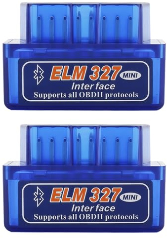 Mini EL-M327 OBD2 Bluetooth Scanner, Bluetooth OBD2 Diagnosegerät V2.1, OBD II Scanner Adapter, Universell Kfz-Diagnosegerät Kompatibel Mit iOS Android & Windows, Effiziente Autodiagnose (2 Stück)