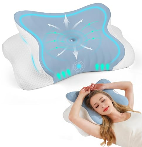 Gaethra Nackenstützkissen Memory Foam, Ergonomisches Nackenkissen Kopfkissen, Orthopädische Kissen für Seiten, Rücken & Bauchschläfer, Nackenschmerzen Schlafkissen Pillows