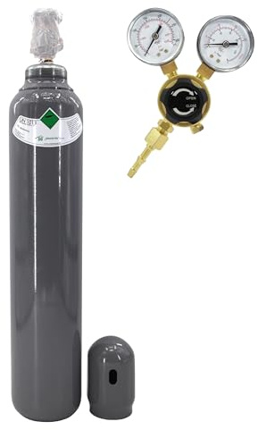 Bestschweissen.de Bouteille de gaz CO2 8 l 5 kg avec mini réducteur de pression AR/CO2 2 manomètres - Kit de soudage sûr et précis pour les professionnels