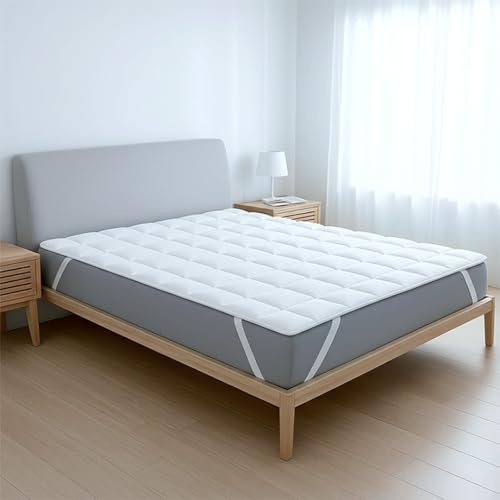 The White Stone Matratzen Topper 90 x 200 cm | Gepolsterte Matratzenauflage mit 500 g/m² Faserfüllung | Atmungsaktiver Mikrofaserbezug mit Eckgummis | Matratzenschoner Made in Italy