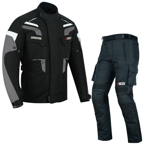 WMW WALI MOTO WEAR Motorradkombi Herren 2-teilig – Textil Anzug mit herausnehmbarem Thermofutter & Protektoren, Wasserdichte Jacke und Hose