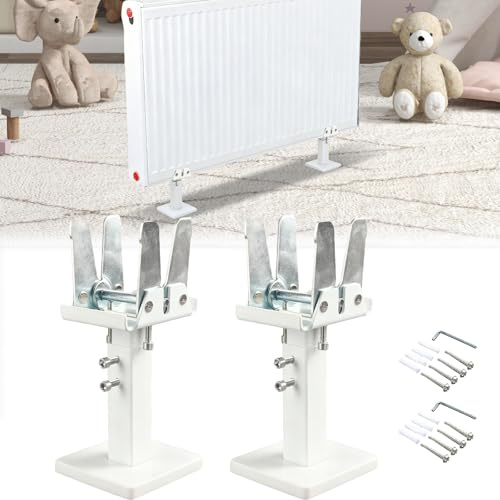 Adjustable Radiator Floor Brackets, 2PCS Floor Mounting Radiator Leg Kit, Radiator Floor Mounting Feet Kit, Adjustable Height 14-20CM, Easy Installation