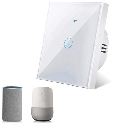 Smart Touch - Interruttore della luce Wi-Fi con pannello in vetro, controllo vocale per Alexa, compatibile con Smart Life e app Tuya (2 vie)