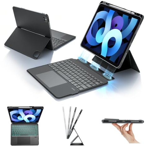 Wowfast Magic Keyboard Case für iPad Air 13 (2024/2025)& iPad Pro 12.9 – iPad Pro Tastatur mit Trackpad,Funktionsreihe,Hintergrundbeleuchtete Tasten, Magnetisch & Schwenkbar, Deutsch QWERTZ, Schwarz